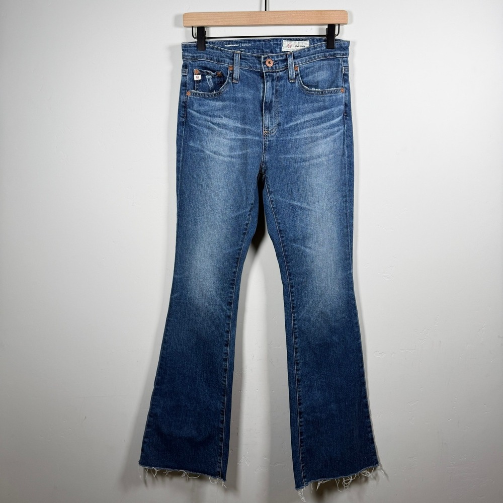 AG Womens Farrah Boot Jeans Mid Rise Raw Hem Distressed Adriano Goldschmied